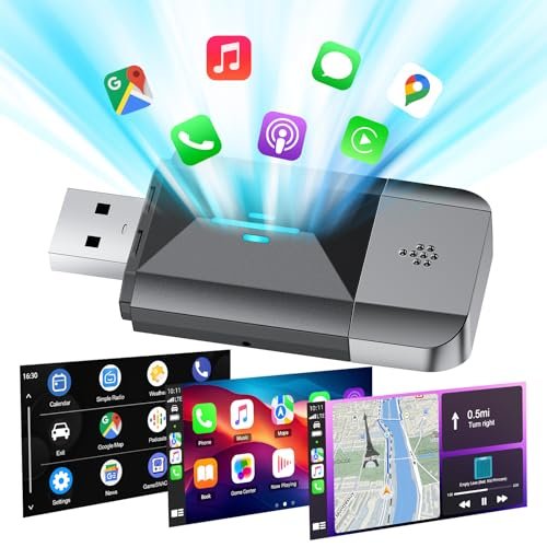 LAMTTO Adaptateur Android Auto & Carplay sans Fil 2 in 1 für A-pple,Clé Dongle Convertir Filaire en sans Fil,Plug & Play 2.4+5,8GHz WiFi USB C/A Compatible avec Android 11+ iOS 10+