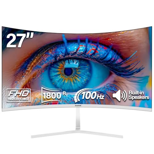 Gawfolk Écran PC 27" Full HD (1920x1080) 100Hz 1ms - Courbure 1800R, Eye Care, FreeSync - HDMI, DP - Support Inclinable, VESA 75x75 - Noir