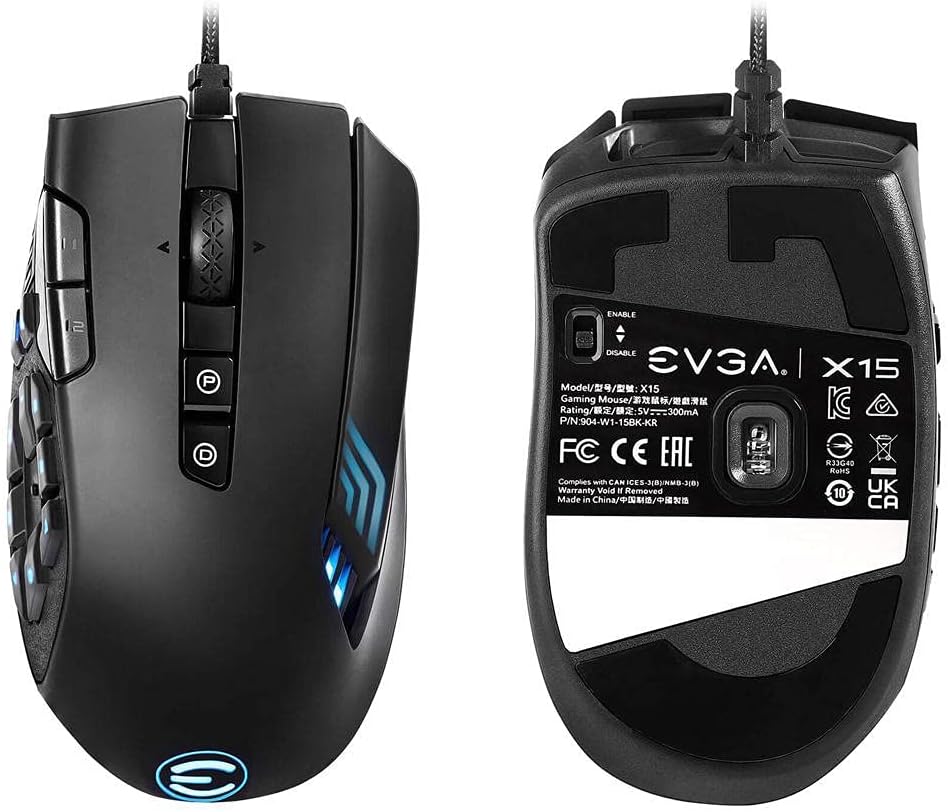 souris gamer EVGA X15 recto verso